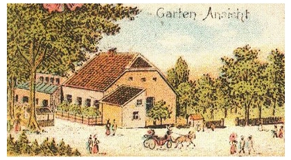 Gartenansicht des Hannoverschen Berghauses mit Saal und Schützenfestplatz auf einer 1903 gelaufenen Lithographie aus dem Verlag Aug. Weber Gartenansicht des Hannoverschen Berghauses mit Saal und Schützenfestplatz auf einer 1903 gelaufenen Lithographie aus dem Verlag Aug. Weber © Samtgemeinde Altes Amt Lemförde