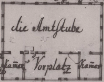 Grundriss des zu erbauenden Amtsstubengebäudes 1790 (Schröder) Grundriss des zu erbauenden Amtsstubengebäudes 1790 (Schröder) © Samtgemeinde Altes Amt Lemförde
